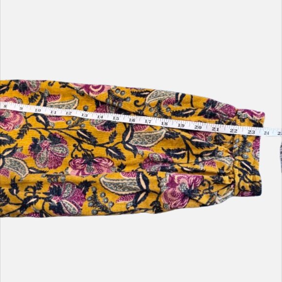 Anthropologie PILCRO Sigourney Mustard Pink Floral Corduroy Buttondown (Size XL) - Picture 5 of 15